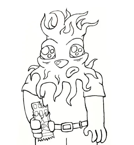 Ink drawing of a patient character waiting endlessly in a still quiet scene