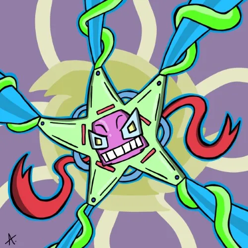 Digital art of unit X-113, a mysterious cloaked robot with piercing neon eyes and dark alloy frame
