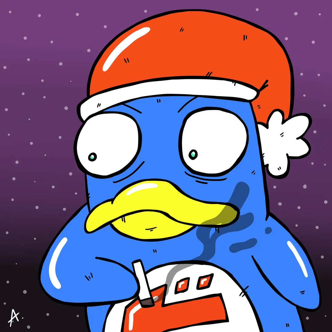 Cartoon illustration of Donpen, the blue penguin mascot of the Japanese discount store Don Quijote