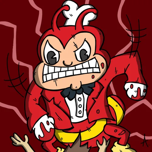 Cartoon illustration of Jollibee, the red bee mascot of the Filipino fast-food chain Jollibee